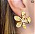 Brinco moderno flor banho de ouro - Imagem 1
