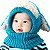 Touca Gorro Cachecol Bebê Infantil Cobre Orelhas Azul - Imagem 1