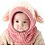 Touca Gorro Cachecol Bebê Infantil Cobre Orelhas Rosa - Imagem 1