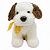 Cachorro de Pelúcia Branco e Marrom Com Laço Sentado 24cm - Imagem 1
