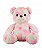 Urso Pelúcia Colorido Rosa e Verde Sentado 20cm - Imagem 1