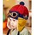 Touca Gorro Bebê Piloto Aviador Cobre Orelhas Azul - Imagem 1