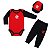 Conjunto Bebê Flamengo Body Calça e Boné Rubro Negro Oficial - Imagem 2