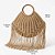 Bolsa Feminina De Palha Com Franjas Alça Redonda Grande Moda Marrom-escuro Liso - Imagem 3