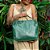 Bolsa Feminina Retrô Viver Couro Legítimo Elegante Vintage Cor Bali & Verde Folha - Imagem 6