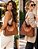 Bolsa Tote Feminina Grande de Couro PU Marrom com Carteira e Alça Transversal - Imagem 2