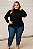 Blusa Cacharrel de Malha Preta Plus Size - Imagem 1