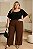 Calça Pantalona Marrom Plus Size - Imagem 1