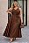 Vestido Camily de Viscolinho Marrom Plus Size - Imagem 1