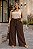 Calça Wide Leg Marrom com Faixa Plus Size - Imagem 1
