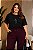 Blusa Leticia de Moletinho Preto com Manga Vinho Plus Size - Imagem 1