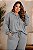 Blusão de Lanzinha com capuz Cinza Mescla Inverno Plus Size - Imagem 1
