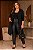Cardigan Alongado de Lanzinha Preto Plus Size - Imagem 1