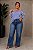 Blusa CIganinha Listras Verticais Blue Plus Size - Imagem 1