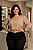Blusa de Crepe Alfaitaria Bege Plus Size - Imagem 1
