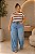 Blusa T-SHirt de Listras Chocolate Plus Size - Imagem 1