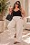 Calça Pantalona de Alfaiataria Bege Plus Size - Imagem 1