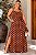 Vestido Longo Fortaleza de Viscolinho Poá Marrom Plus Size - Imagem 1