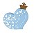 Enfeite de Mesa coração com aplique coroa AZUL - Imagem 1