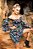 Vestido feminino curto estampa floral toque de seda e lastex - Imagem 1