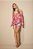 Blusa feminina rosa transparente manga longa, estampa foral, ciganinha - Imagem 1