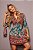 Vestido feminino verde e vermelho curto manga longa com estampa floral de viscose - Imagem 3