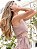 Blusa Cropped feminina rosé suave, corte assimétrico em crepe alfaiataria - Imagem 2