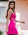 Blusa Cropped feminina pink intenso, corte assimétrico em crepe alfaiataria - Imagem 4