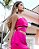 Blusa Cropped feminina pink intenso, corte assimétrico em crepe alfaiataria - Imagem 2
