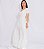 Vestido feminino longo off white crepe e algodão - Imagem 1