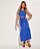 Conjunto feminino de blusa cropped e saia midi azul laise - Imagem 1
