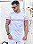 Camiseta Longline Masculina Branca Detalhe Rosa YED* - Imagem 1