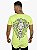 Camiseta Longline Masculina Verde Fluor  Back Lion Vai Na Fé [ - Imagem 3