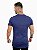 Camiseta Longline Masculina Azul Marinho Recorte Suede Escritas - Imagem 4