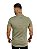 Camiseta Longline Masculina Verde Militar Brasão Bordado - Imagem 4