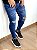 Calça Jeans Masculina Super Skinny Escura Rasgo No Joelho Detalhes* - Imagem 4