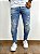 Calça Jeans Masculina Super Skinny Média Destroyed Com Respingo* - Imagem 1