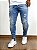 Calça Jeans Masculina Super Skinny Média Destroyed Com Respingo* - Imagem 3