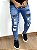 Calça Jeans Masculina Super Skinny Escura Destroyed Com Pedraria* - Imagem 5