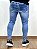 Calça Jeans Masculina Super Skinny Escura Destroyed Com Pedraria* - Imagem 4
