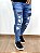 Calça Jeans Masculina Super Skinny Escura Destroyed Com Pedraria* - Imagem 2