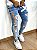 Calça Jeans Masculina Super Skinny Média Com  Escritas e X + - Imagem 4