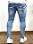 Calça Jeans Masculina Super Skinny Média Com  Escritas e X + - Imagem 5