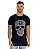 Camiseta Longline Masculina Preta Skull Pinos - Imagem 1