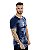 Camiseta Longline Masculina Azul Marinho Veludo Box Frontal - Imagem 2