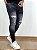 Calça Jeans Masculina Super Skinny Escura Lavada Estampa - Imagem 2