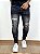 Calça Jeans Masculina Super Skinny Escura Lavada Estampa - Imagem 1