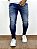 Calça Jeans Masculina Super Skinny Escura Destroyed Leve - Imagem 1