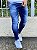 Calça Jeans Masculina Super Skinny Escura Sem Rasgo Detalhes Lavagem - Imagem 3