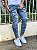 Calça Jeans Masculina Super Skinny Escura Destroyed Manchas Exclusiva - Imagem 5